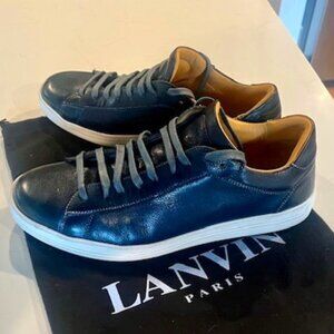 Lanvin Navy Blue Classic Leather Sneaker